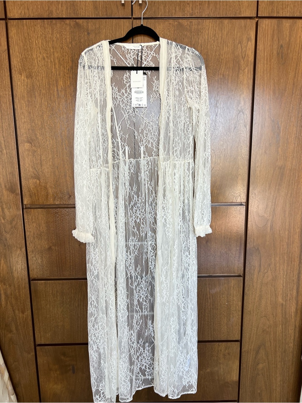Ivory Sheer Lace Long Robe - Still in store